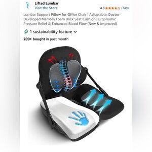 Trigger Point Systems Lifted Lumbar Support Cushion Seat w/Back Rest New Sealed